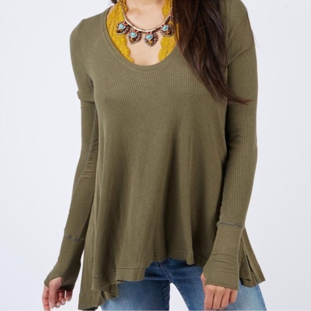 Free People : Army Green Malibu Thermal Top sz S